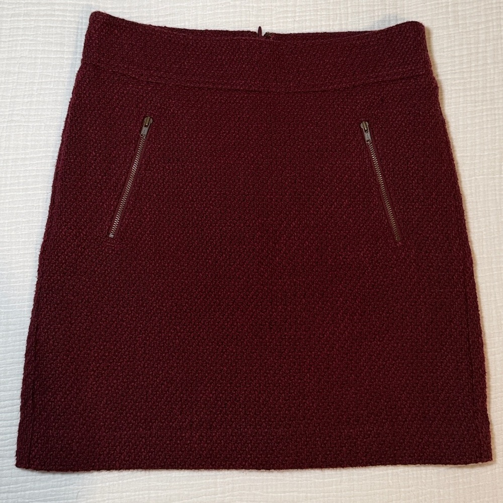 A Line Mini Burgundy Tweed Skirt New from Loft